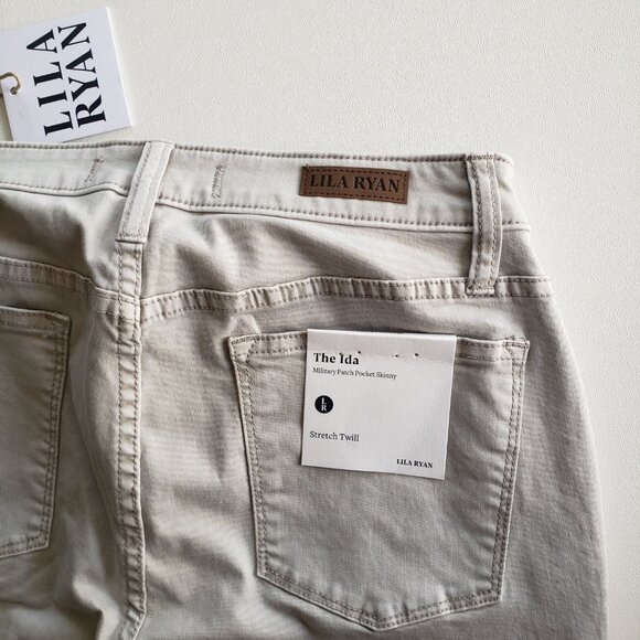 LILA RYAN Size 6 Khaki Gray Military Patch Pocket Skinny Pants NWT - Picture 9 of 14